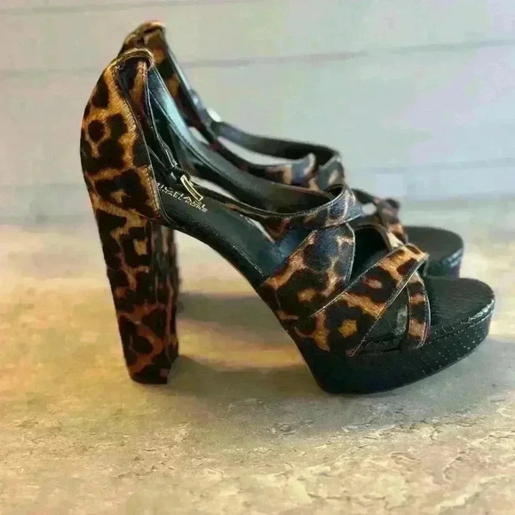 Michael‎ Kors Evie Calf Hair Leopard Print Platform Size 6.5 - Picture 2 of 11